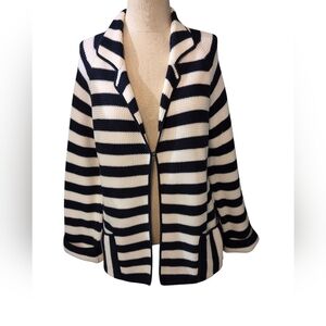 Salvatore Ferragamo Navy and White Sweater Striped Cardigan Beautiful Clean Lg